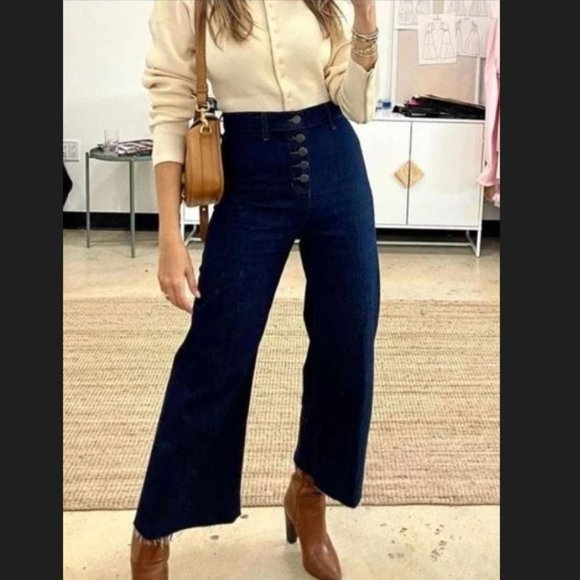 NWOT & Other Stories High Waisted Exposed Button Fly Wide Jeans Size 27 - Picture 1 of 12